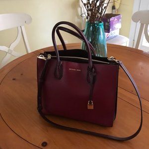 Michael Kors Large Mercer Handbag:  Color:  Merlot